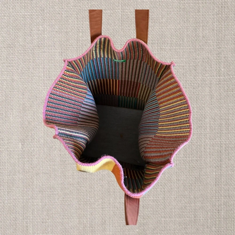 United Colors of Benetton Colorful Patchwork Tote Bag - Picture 6 of 6